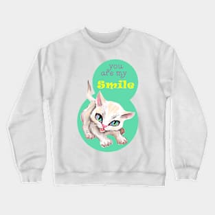 Sweet cute white kitten best friend. Love you cat. Crewneck Sweatshirt